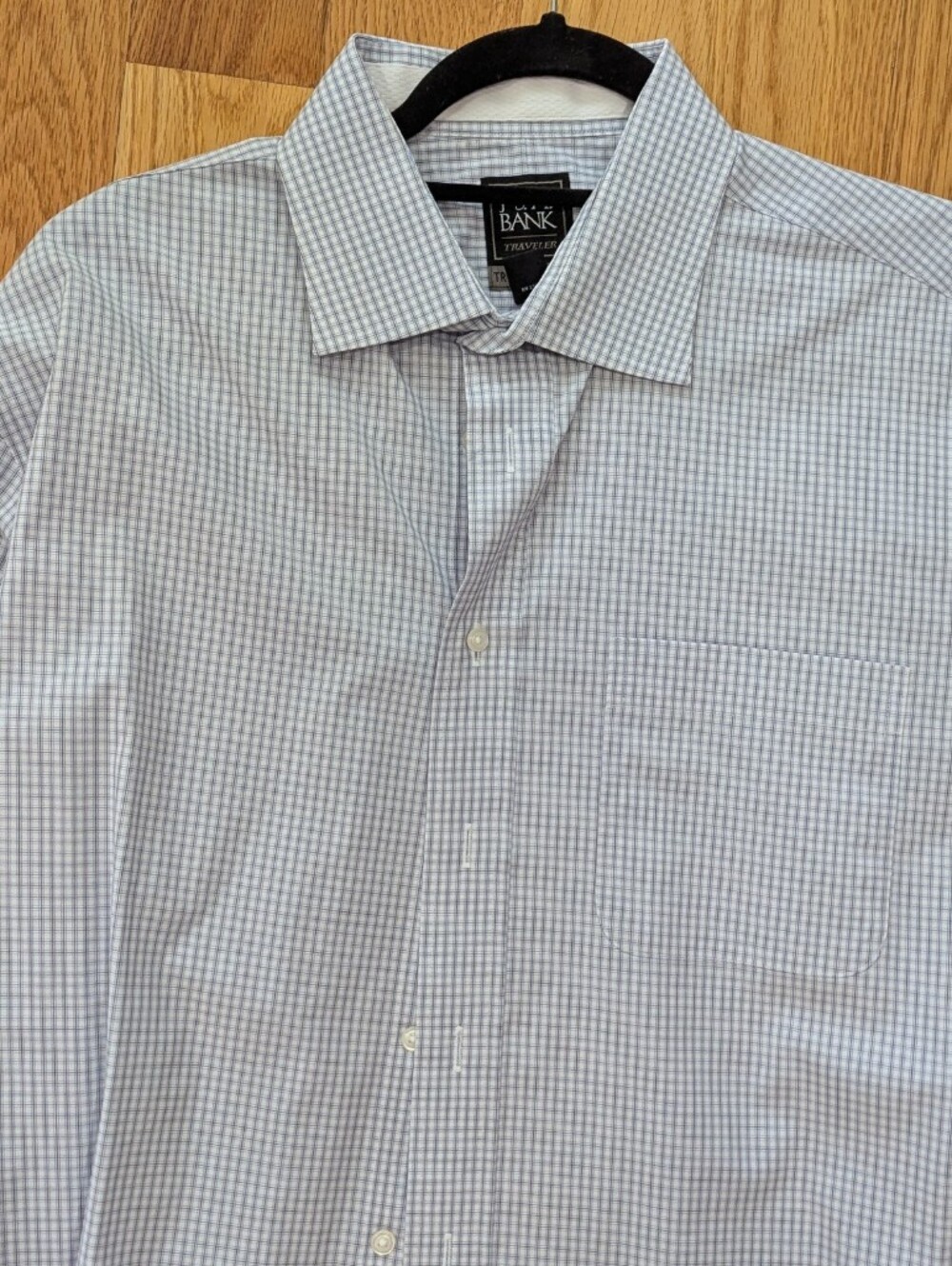 Light Blue Micro-Check Dress Shirt - Men's